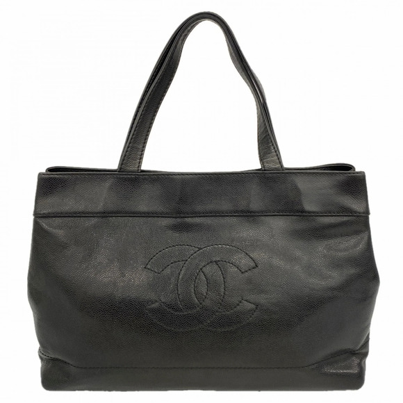 CHANEL Handbags - CHANEL Black Caviar Leather Tote Bag